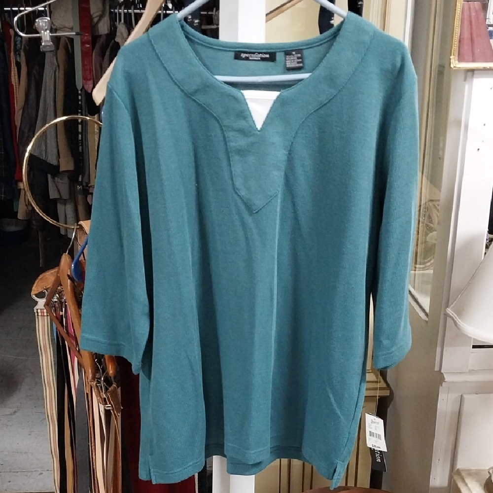 Speculation Teal 3/4 Sleeve Blouse